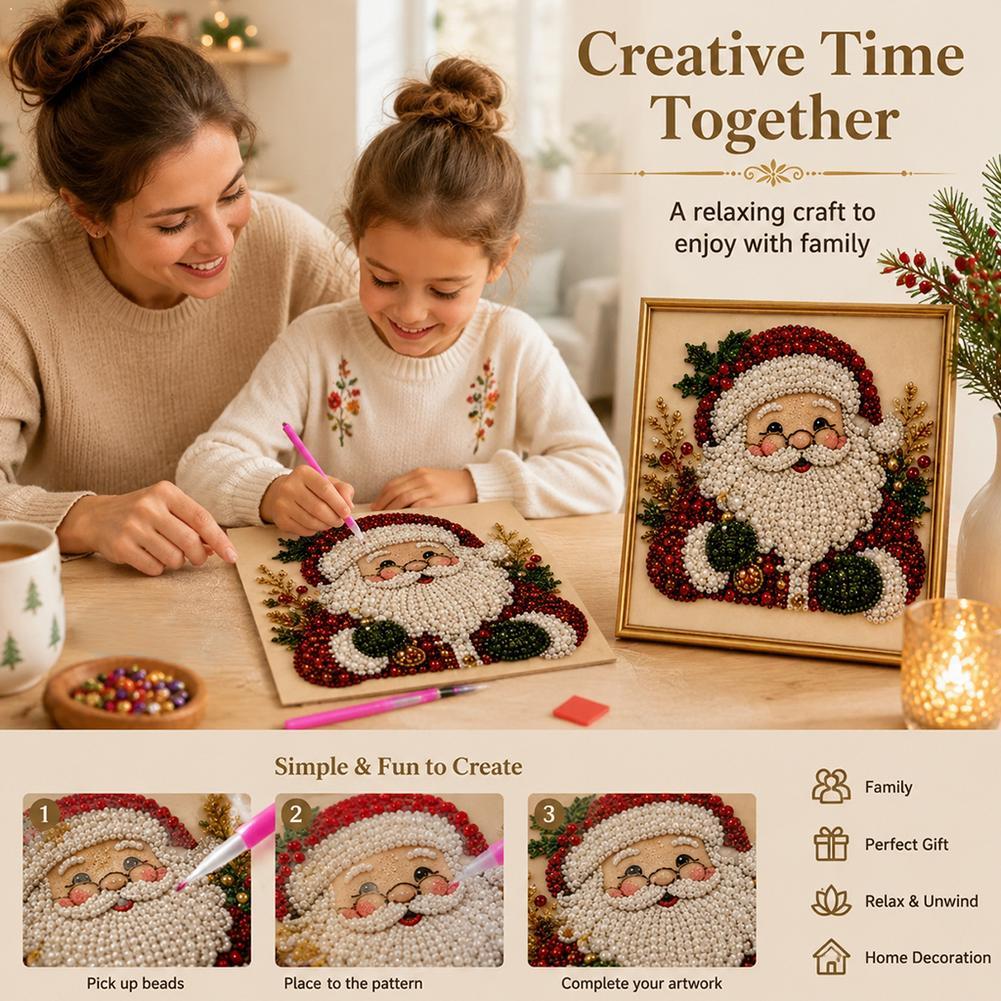 Art Craft For Christmas - Kit Seni Mutiara Santa Claus Natal