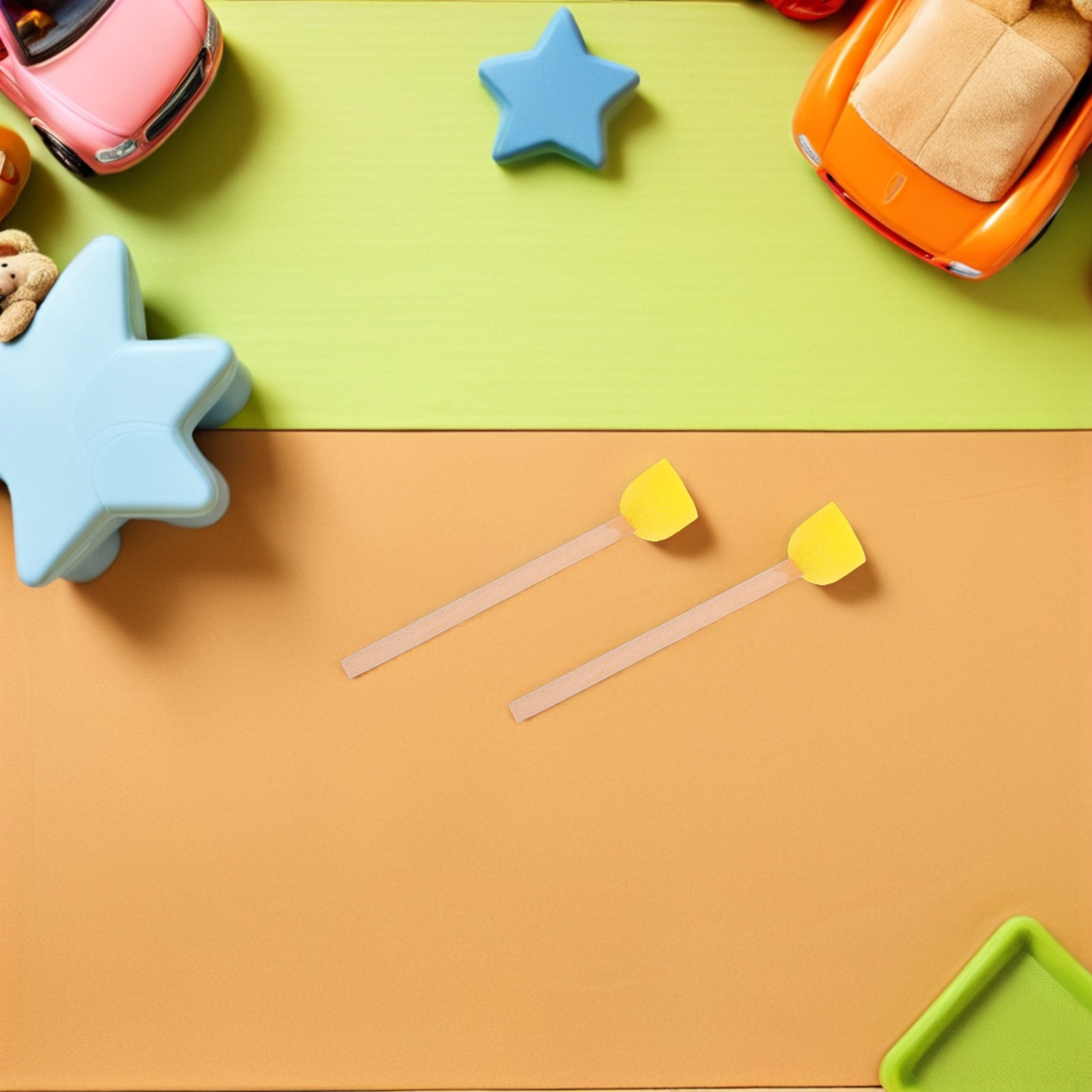 Art Craft For Preschool - 80 Buah Kuas Spons Bulat Gagang