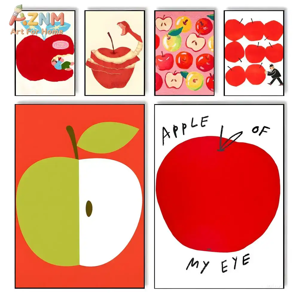 Art Craft Kitchen - AZNM Ilustrasi Buah Kartun Apel Merah