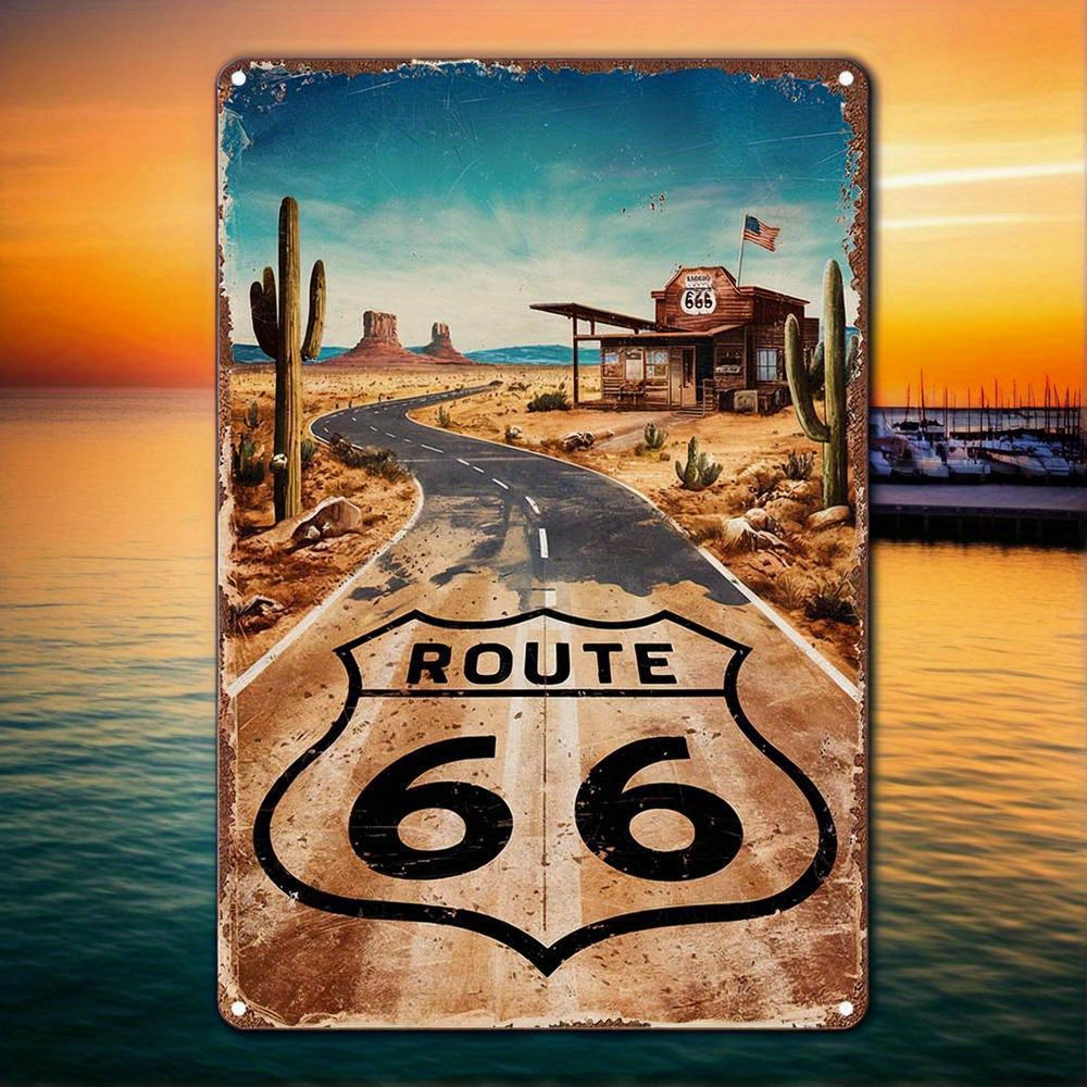 Art Craft Kitchen - Papan Tanda Logam Vintage Route 66