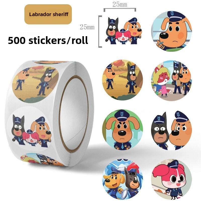 Artwork Craft - Stiker Karakter Lucu Sheriff Labrador, Stiker