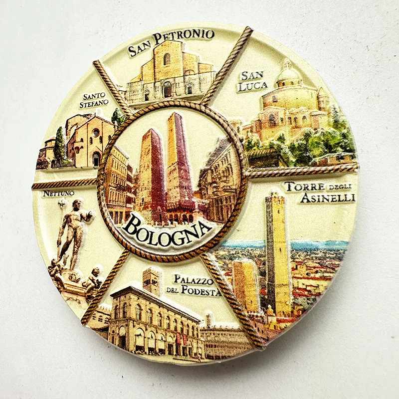 Art Craft Magnet - 1 buah, Bologna, Italia, suvenir arsitektur