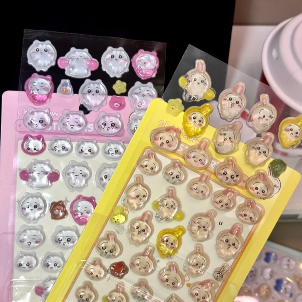 Art Craft Japan - Stiker Embos Kristal 3D Chiikawa Lucu,