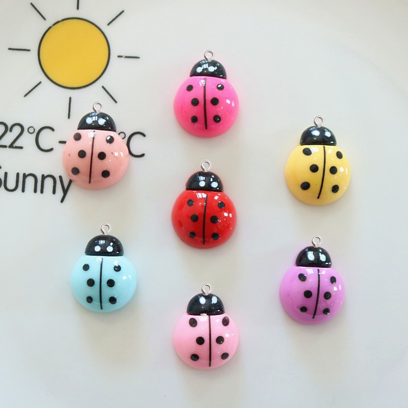 Art Craft Ladybug - 10Pcs Aksesoris Resin Bentuk Kepik Mengkilap