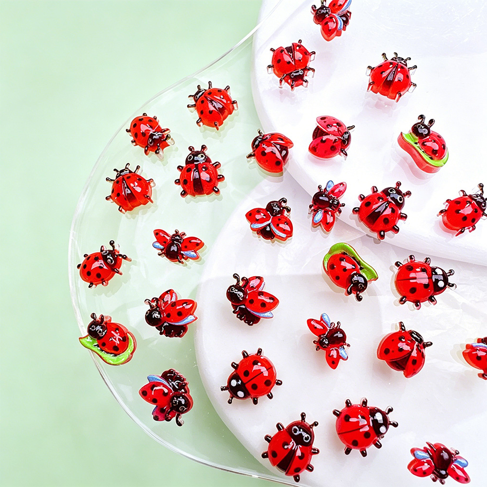 50Pcs Hiasan Kuku 3D Mini Lady - Art Craft Ladybug ulasan dan harga