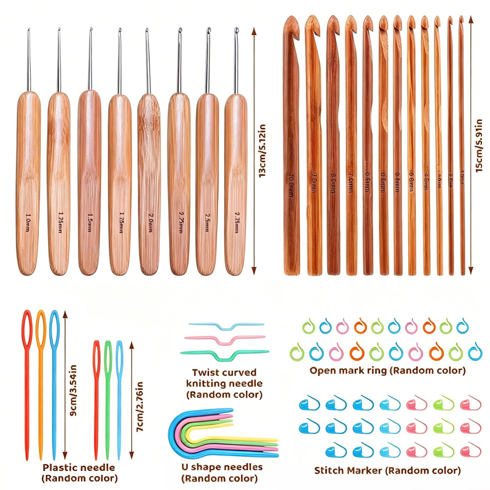 74pcs Set Jarum Rajut Bambu Al - Art Craft Material ulasan dan harga