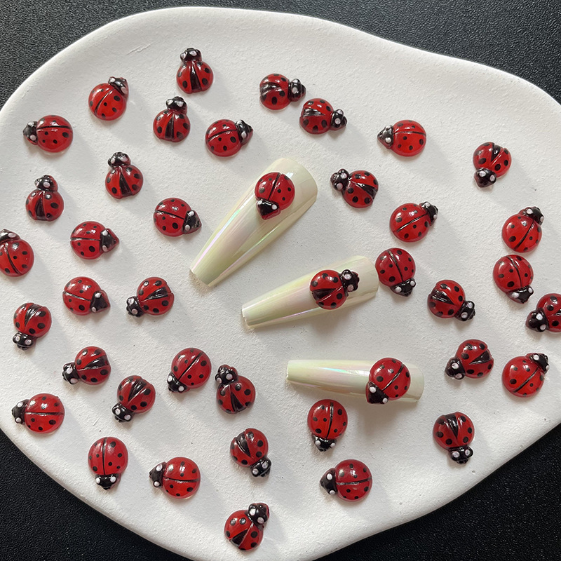 50 Buah Jimat Kuku Kepik Merah - Art Craft Ladybug ulasan dan harga