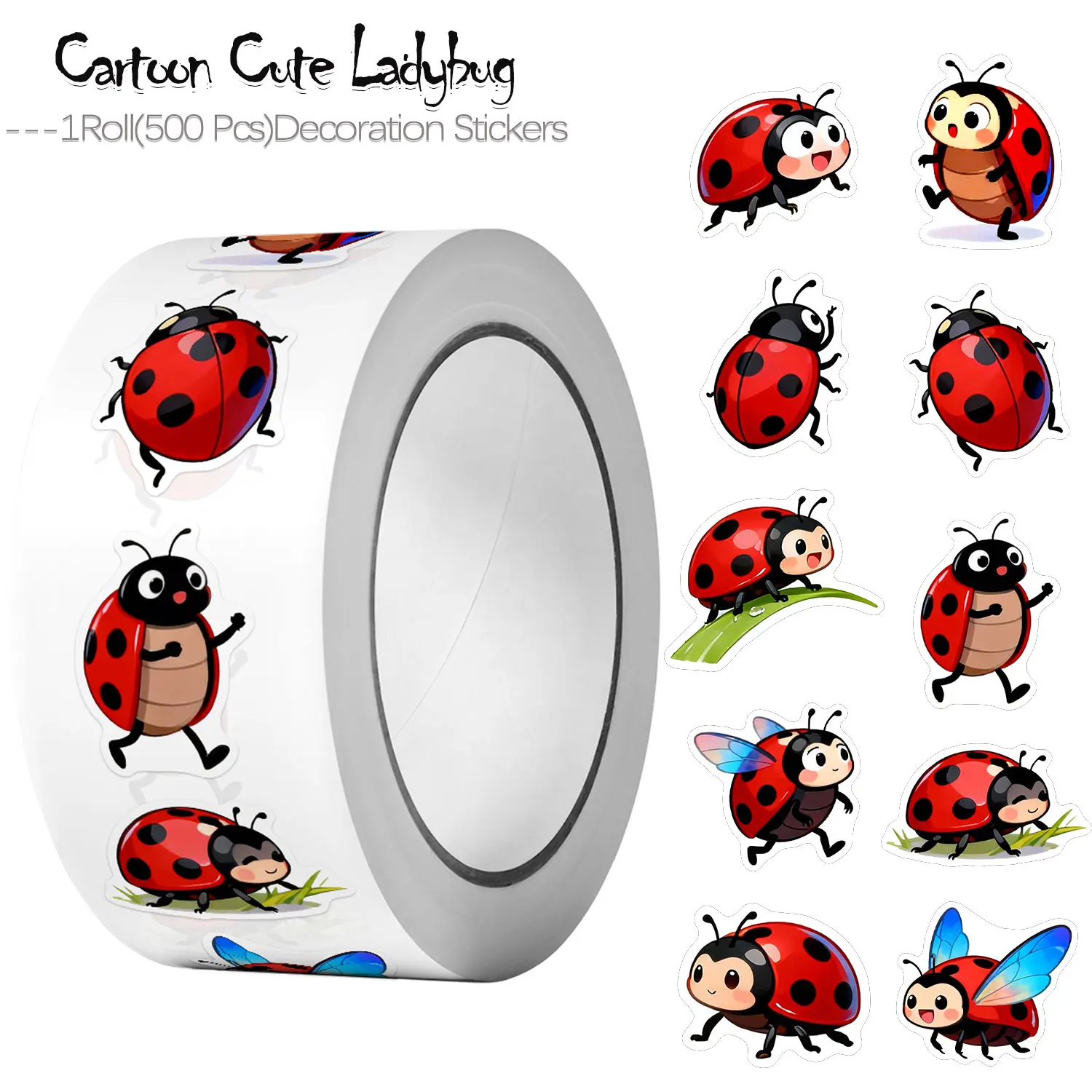 1Rol (500 Buah) 10 Stiker Kumb - Art Craft Ladybug ulasan dan harga